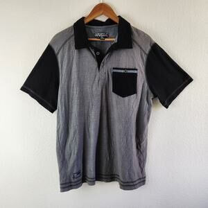 Distortion Men's Size Large Polo Gray Black 100% Cotton